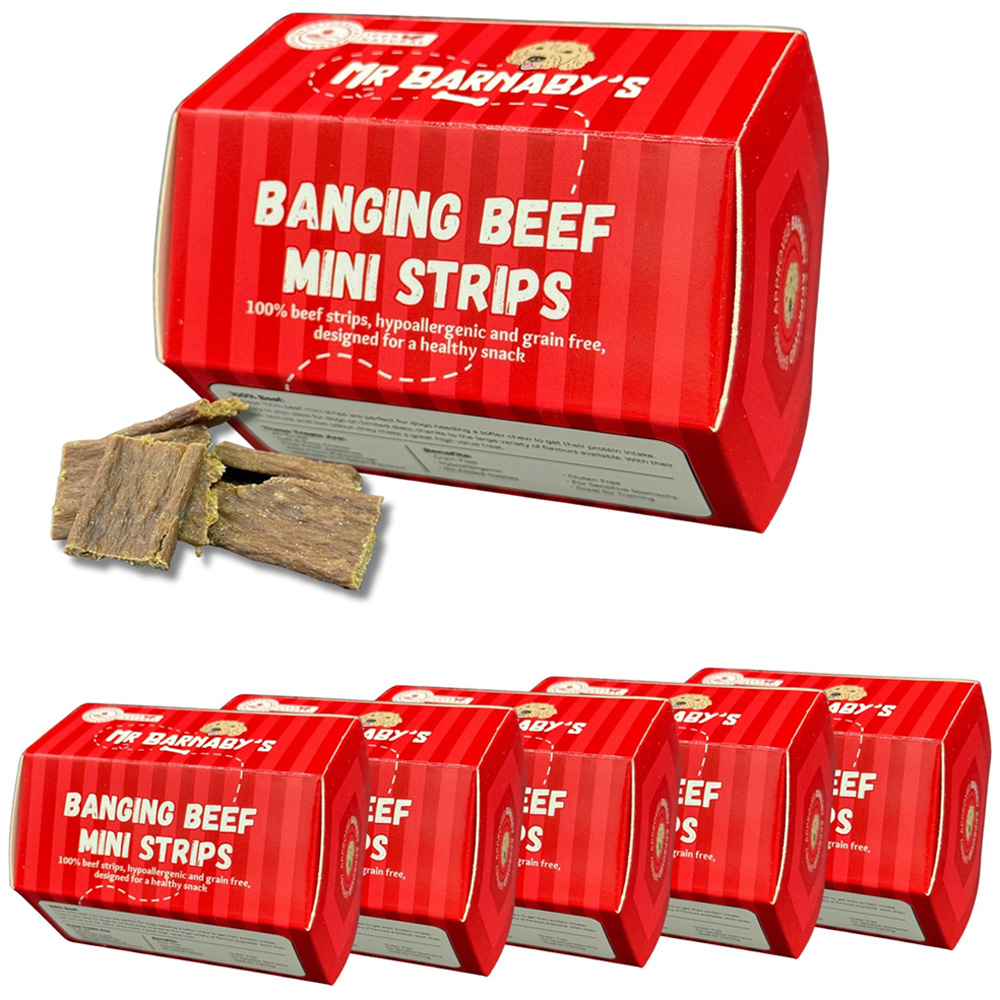 Mr Barnaby's Banging Beef Mini Strips Dog Treats 6 Pack Image 1