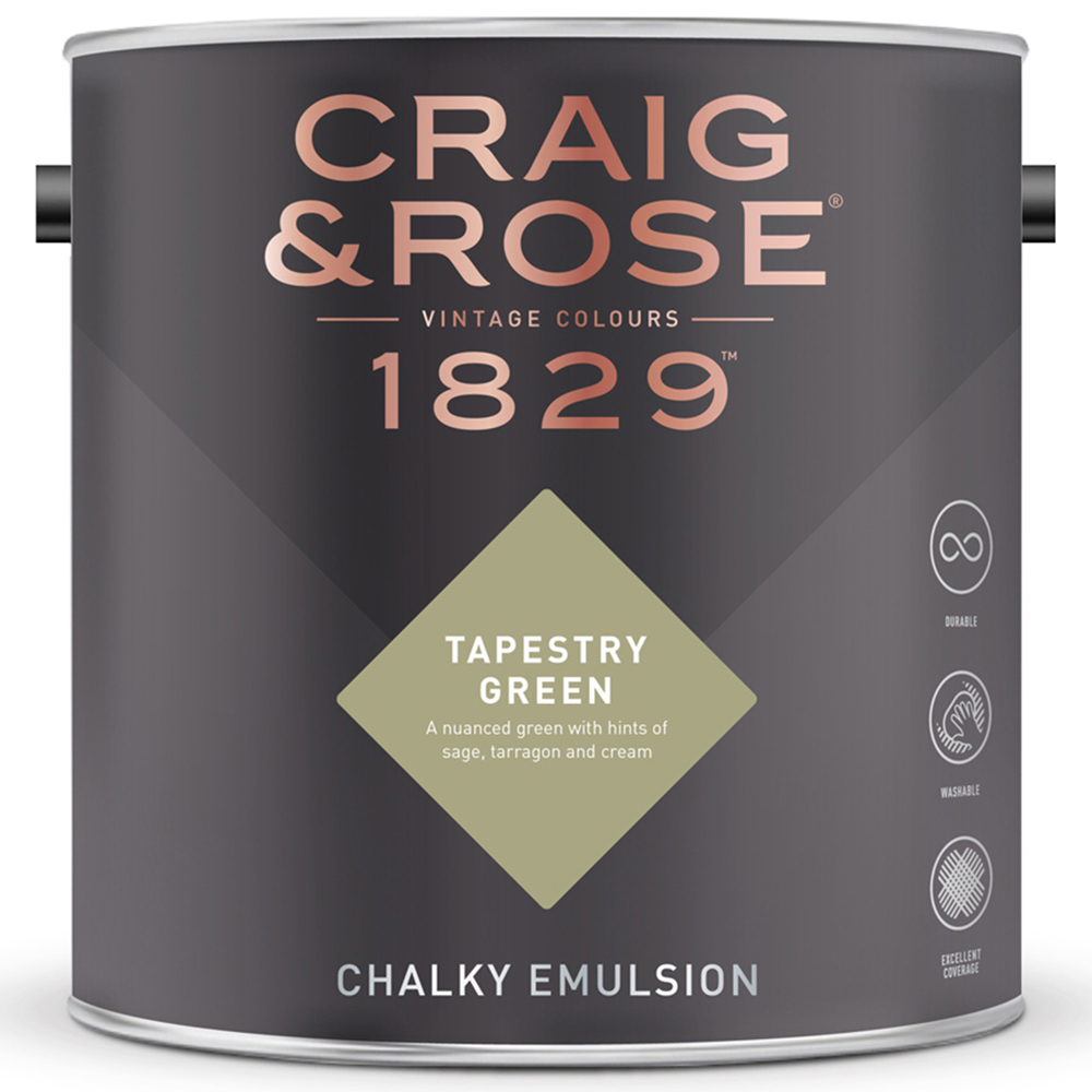 Craig & Rose Walls and Ceilings Tapestry Green Chalky Emulsion Paint 5L Image 2