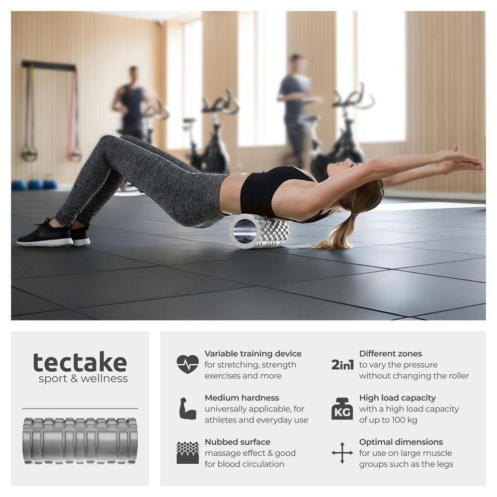 tectake Grey Textured Surface Foam Roller 2 Pack Image 6