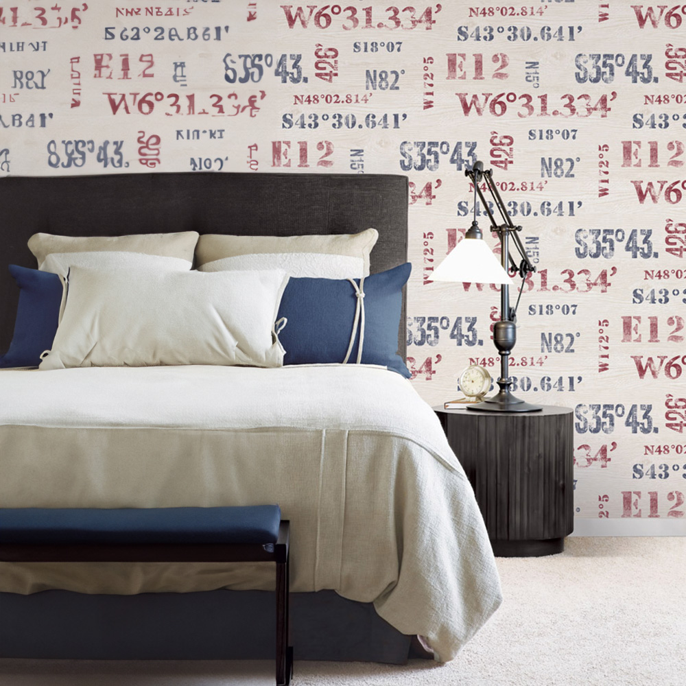 Galerie Deauville 2 Nautical Navy Blue and Red Wallpaper Image 2