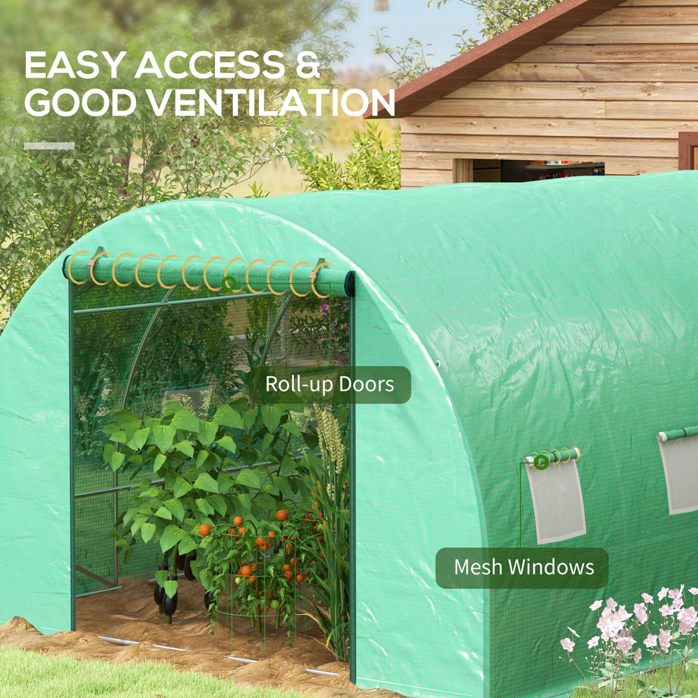Outsunny Green PE Cover 4 x 3m Walk In Greenhouse with Sprinkler System Image 6