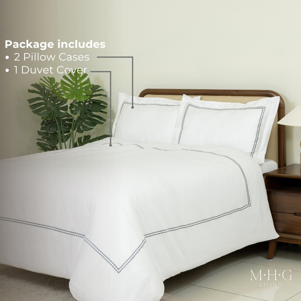 MHG Living Double Kensington Grey 200 Thread Count Duvet Cover Set Image 2