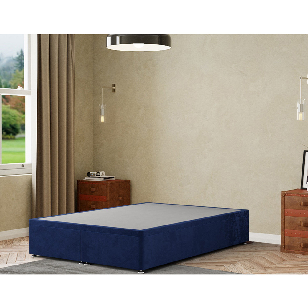 Portland Simple Single Navy Plush Ottoman Divan Base Image 3