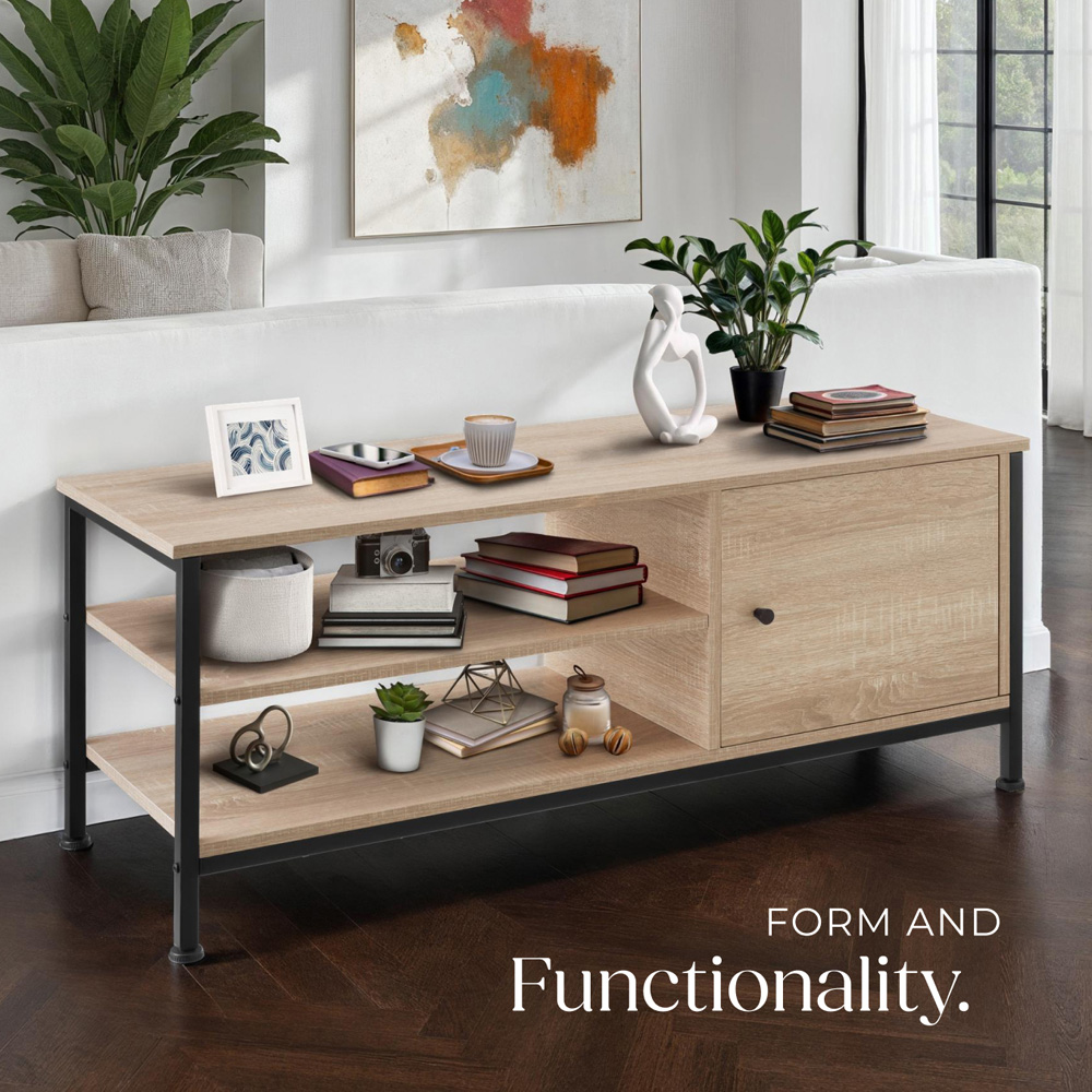 Tectake Durban Single Door 2 Shelf Sonoma Oak TV Stand Image 8