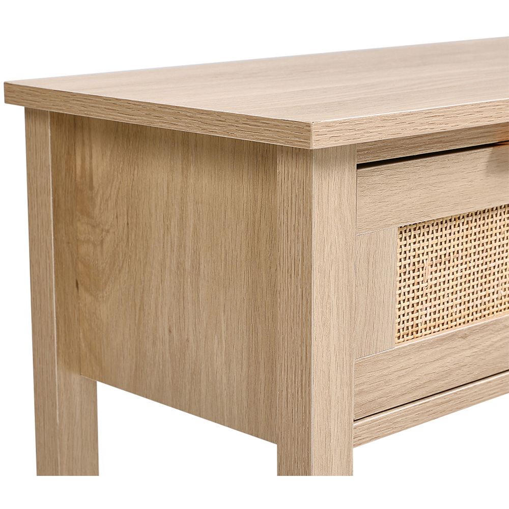 Living and Home 3 Drawer Rattan Rustic Wood Side Table Image 7