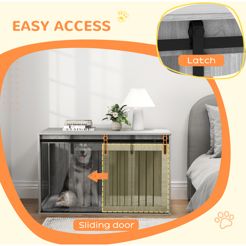 PawHut Dog Grey Extra Large Dog Crate with Removable Cushion Image 6