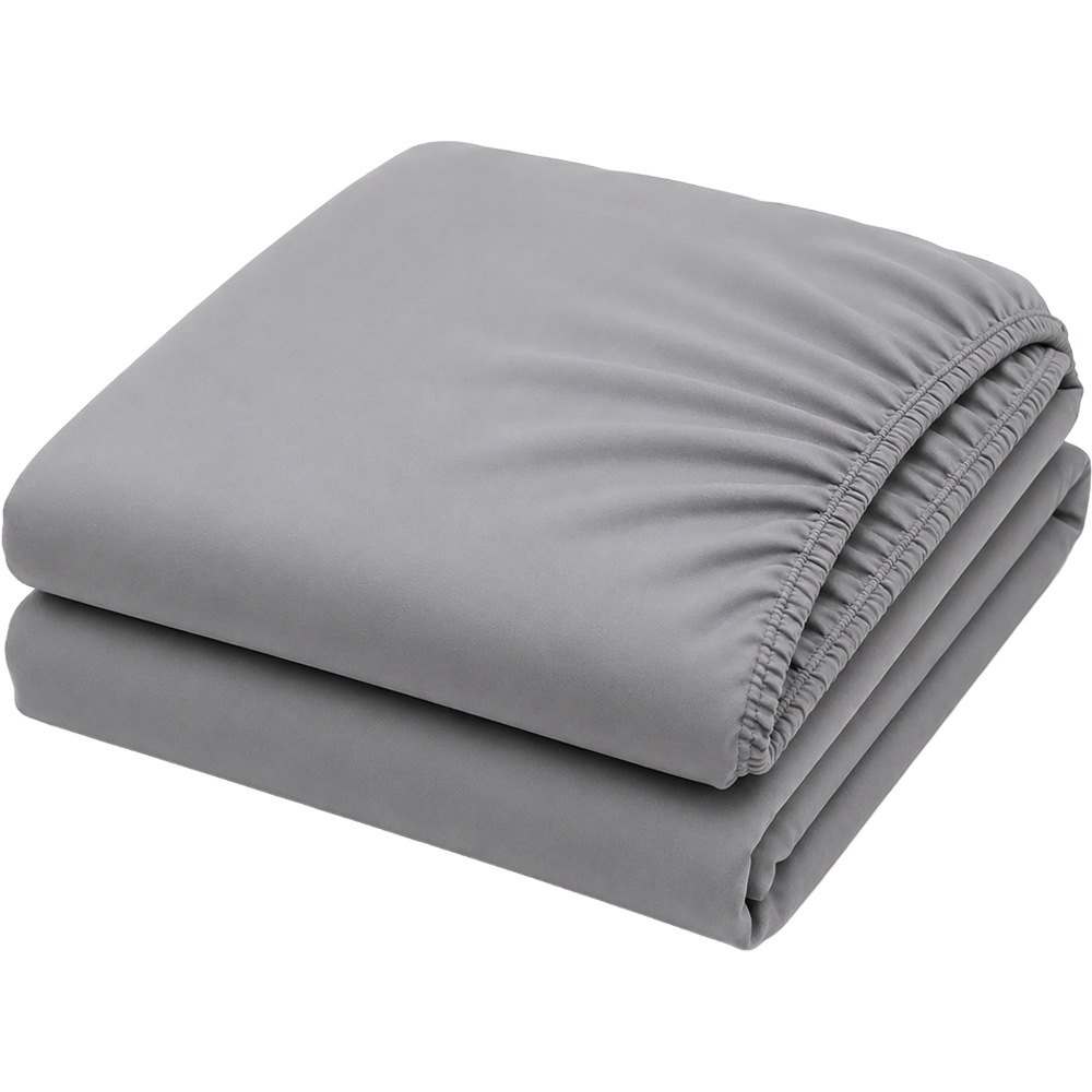 MHG Living Super King Size Grey 30cm Deep Microfibre Fitted Sheet Image 1