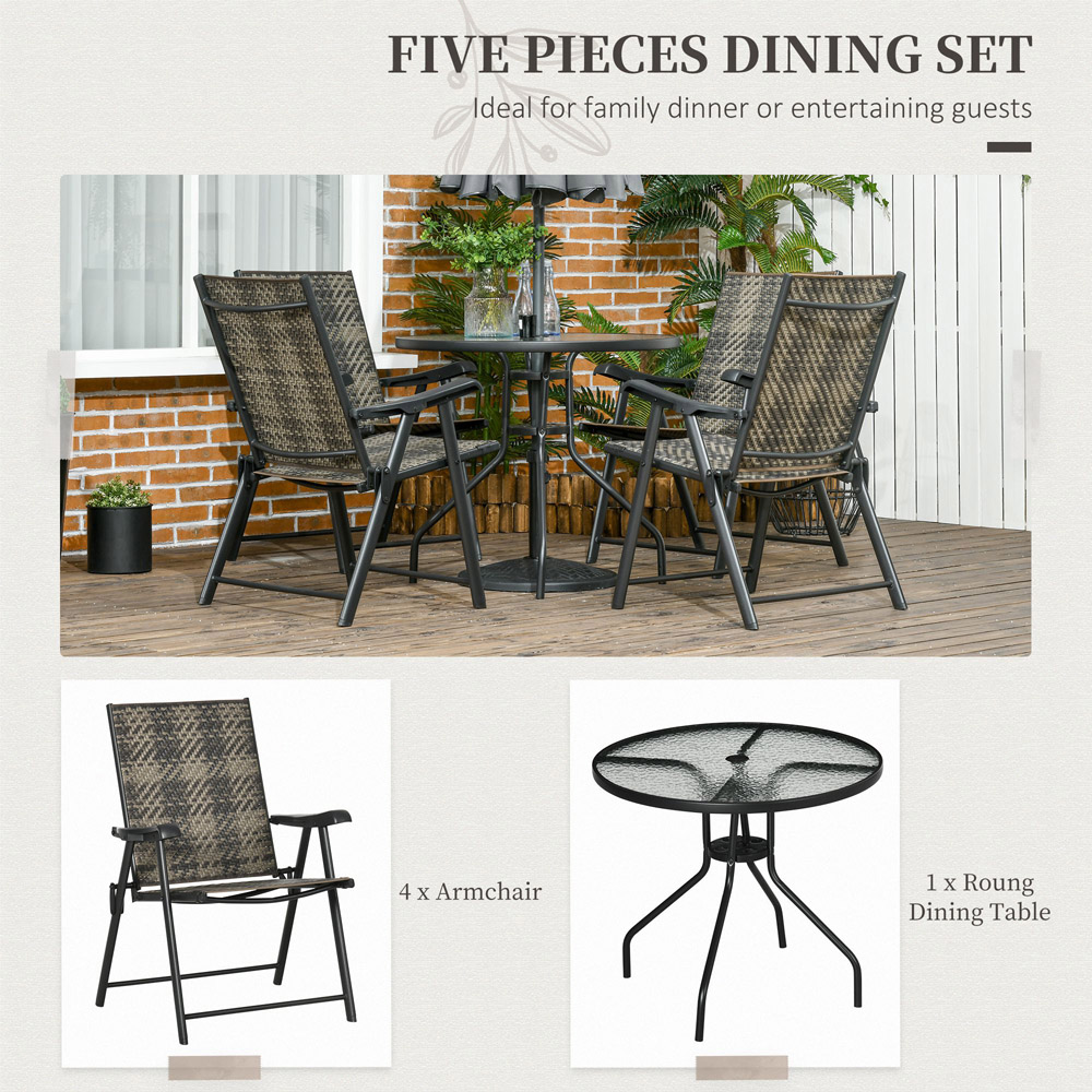 Outsunny Rattan 4 Seater Dining Set Mixed Grey Image 4