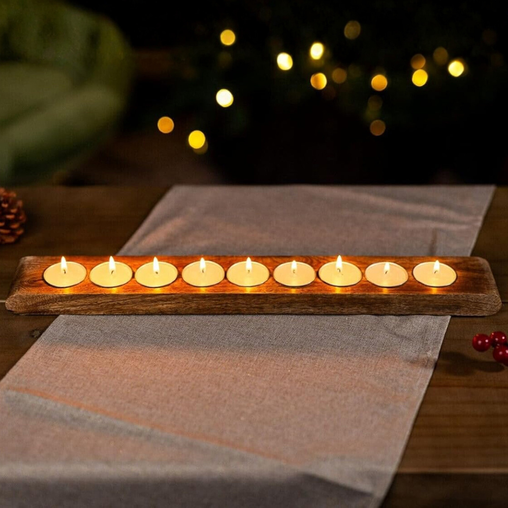 Marco Paul Mango Wood Decorative Tealight Candle Holder Image 2