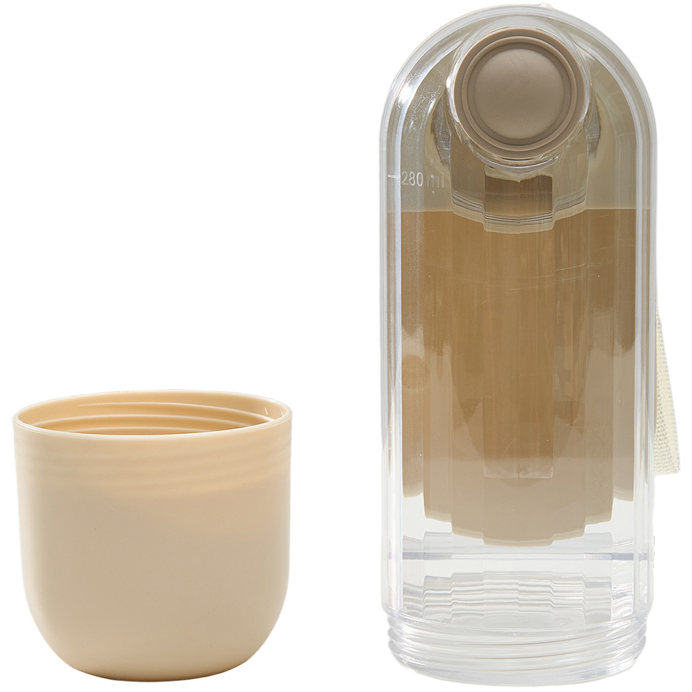 H&O Direct 2-in-1 Beige Portable Pet Water Bottle with Food Container 280ml Image 5