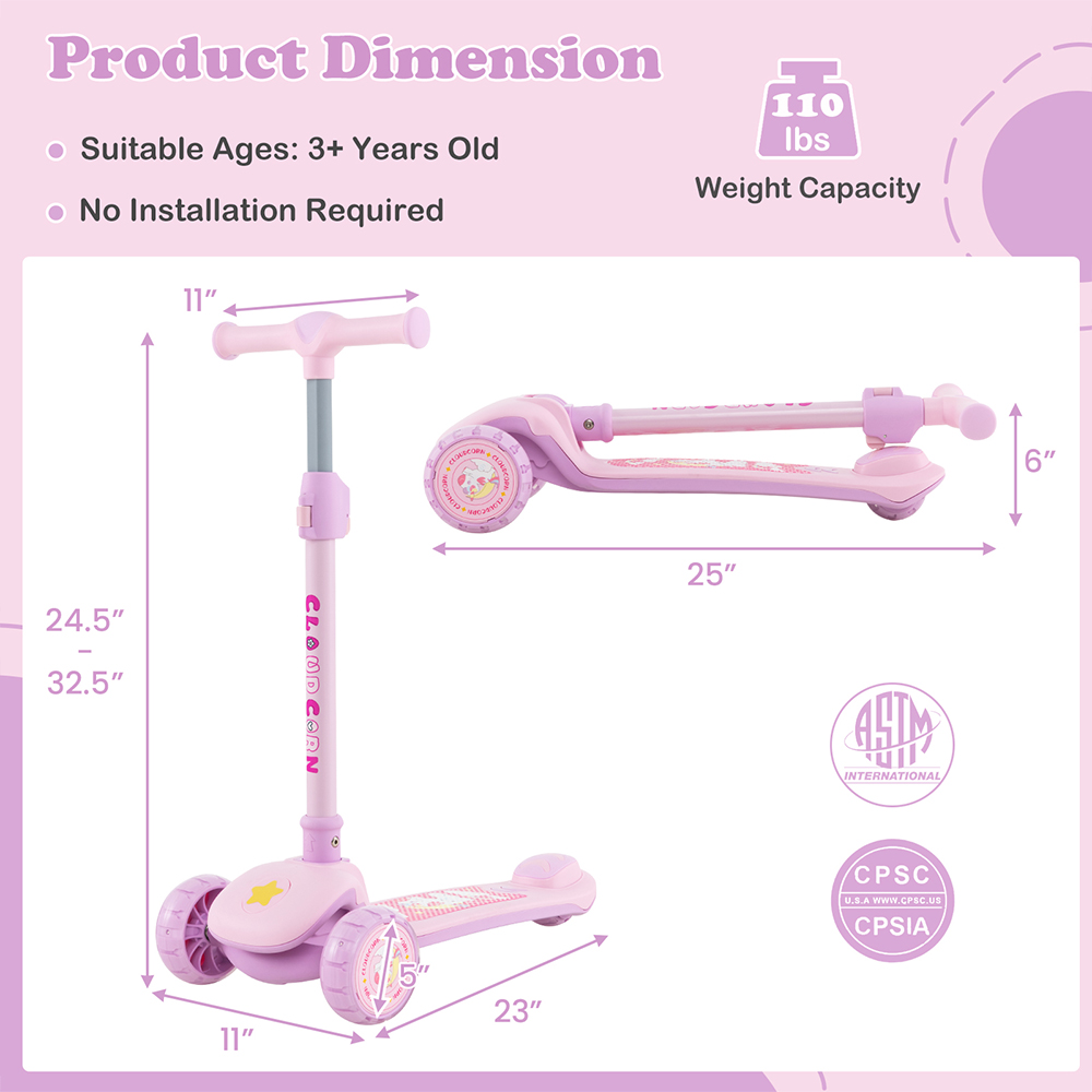Costway Purple Kick Scooter with Extra Wide Deck Image 7