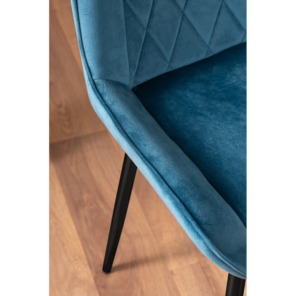 Furniturebox Cesano Set of 2 Blue and Black Velvet Dining Chair Image 6