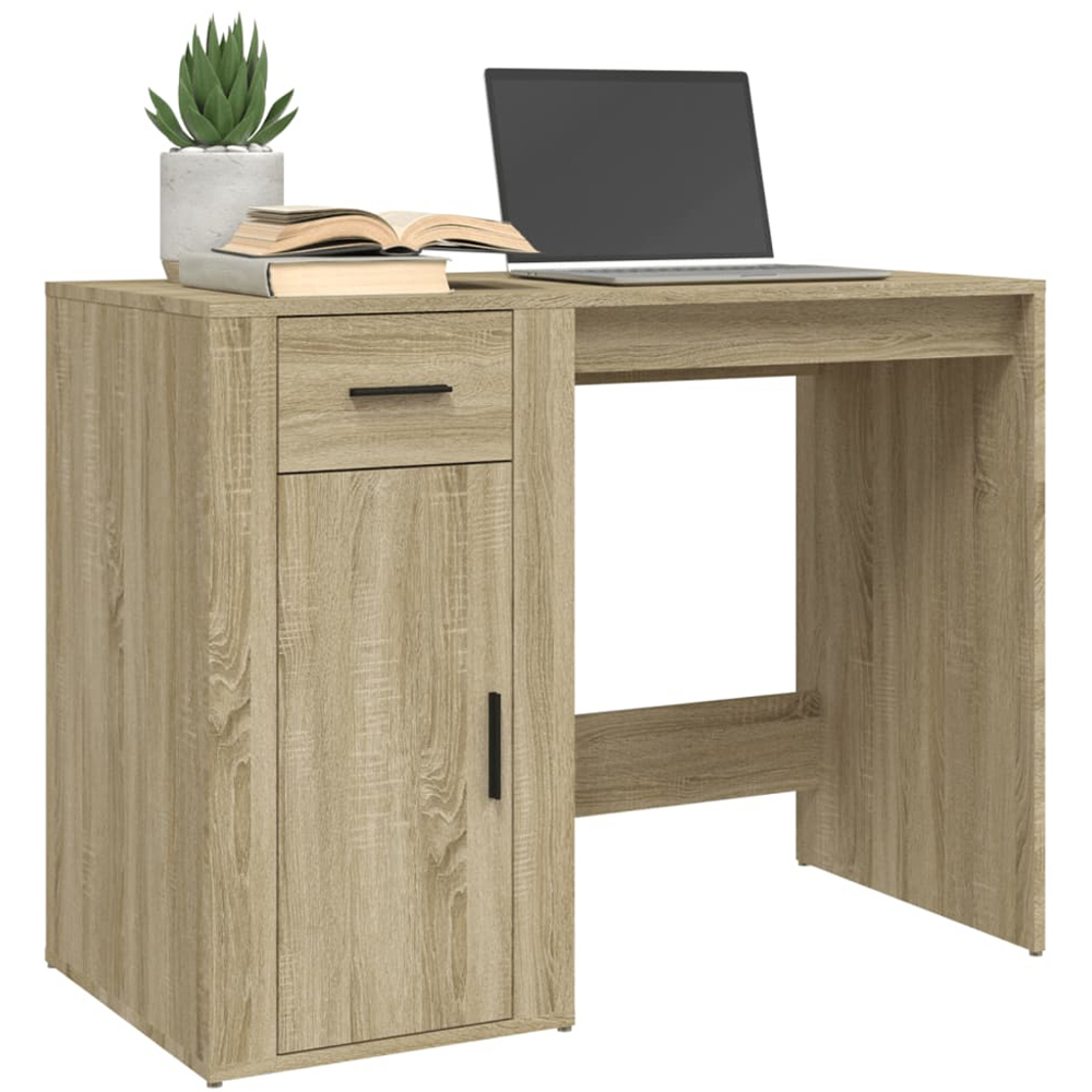 vidaXL Single Drawer Single Door Computer Desk Sonoma Oak Image 3