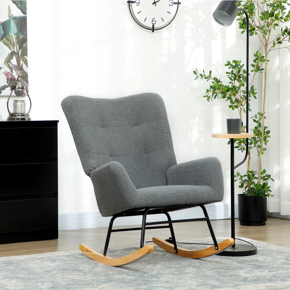 Portland Grey Modern Rocking Chair with Backrest Image 3