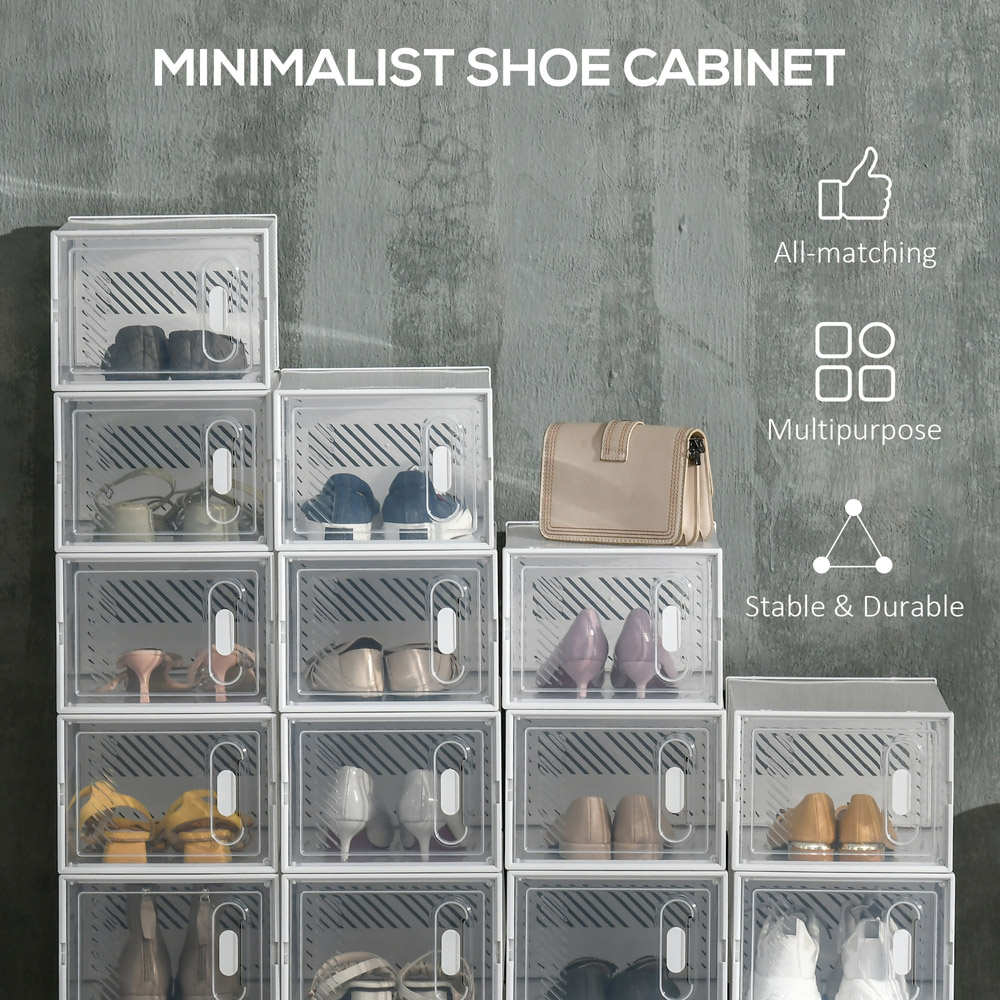 Portland Clear and White Portable Shoe Storage Cabinet Image 4