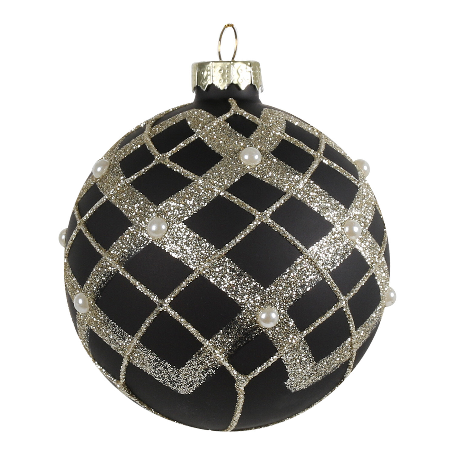 Single Chic Noir Black and Gold Glitter Design Bauble in Assorted styles Image 3