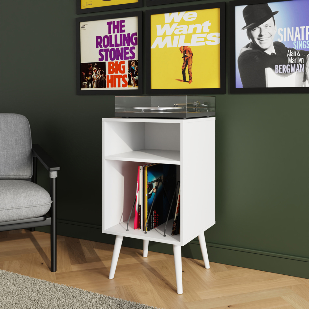 GFW Jaxon 2 Shelf White Compact Open Turntable Stand Image 7