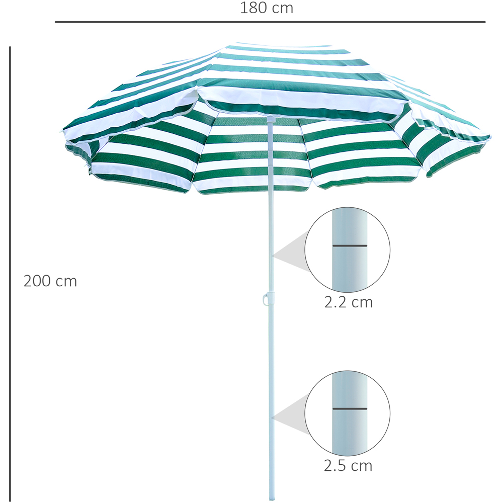 Outsunny Green and White Crank and Tilt Parasol 1.8m Image 7