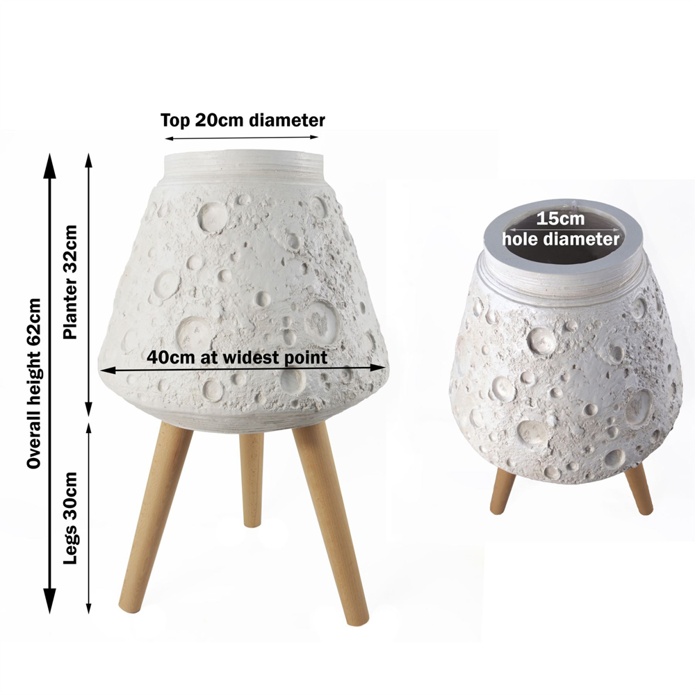 Leaf Lunar White Fibreglass Composite Indoor Planter with Legs 62 x 40cm Image 7