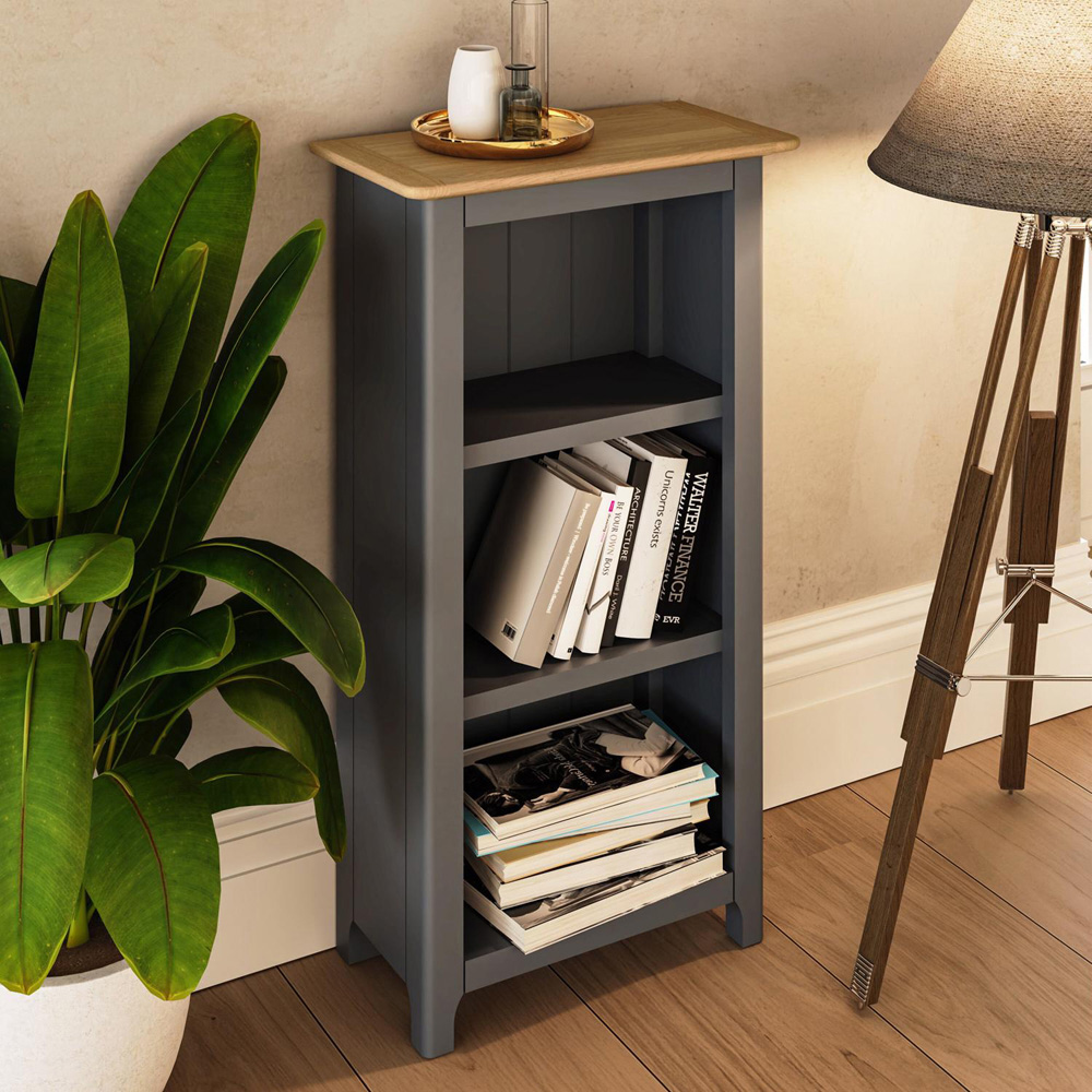 FWStyle Taberno 3 Shelf Graphite Blue and Oak Bookcase Image 5
