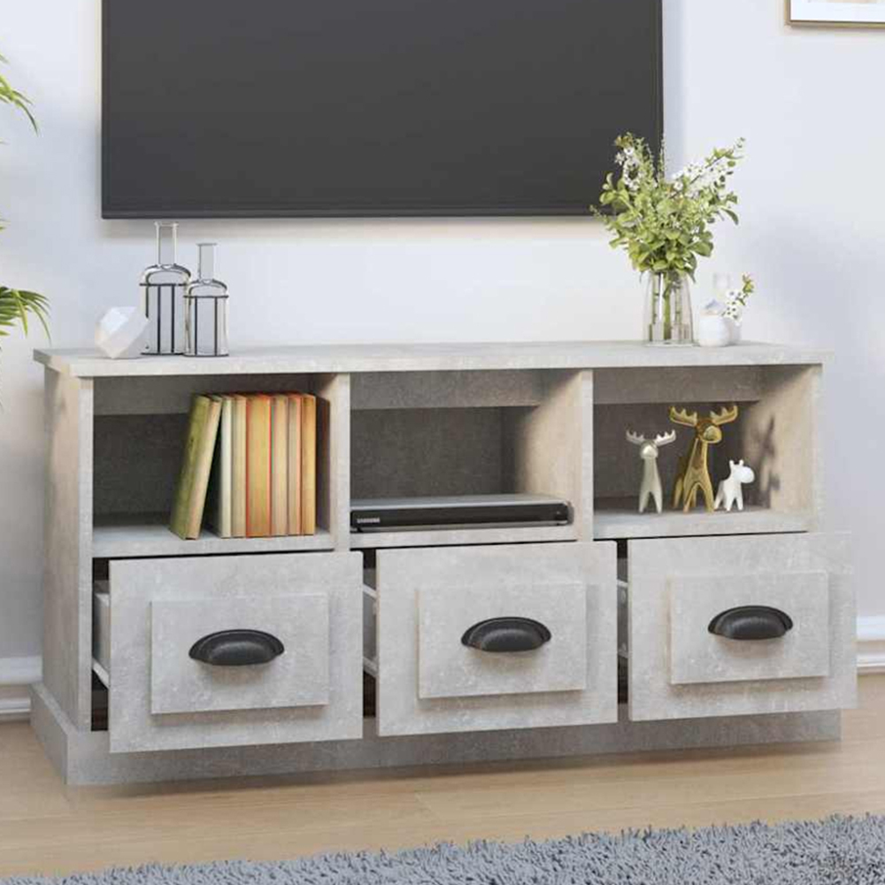 vidaXL 3 Drawer 3 Shelf Concrete Grey TV Cabinet Image 1