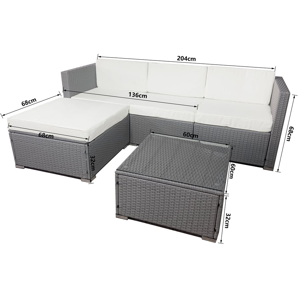 Rupert 4 Seater Grey Rattan Outdoor L-Shape Corner Sofa Set Image 4