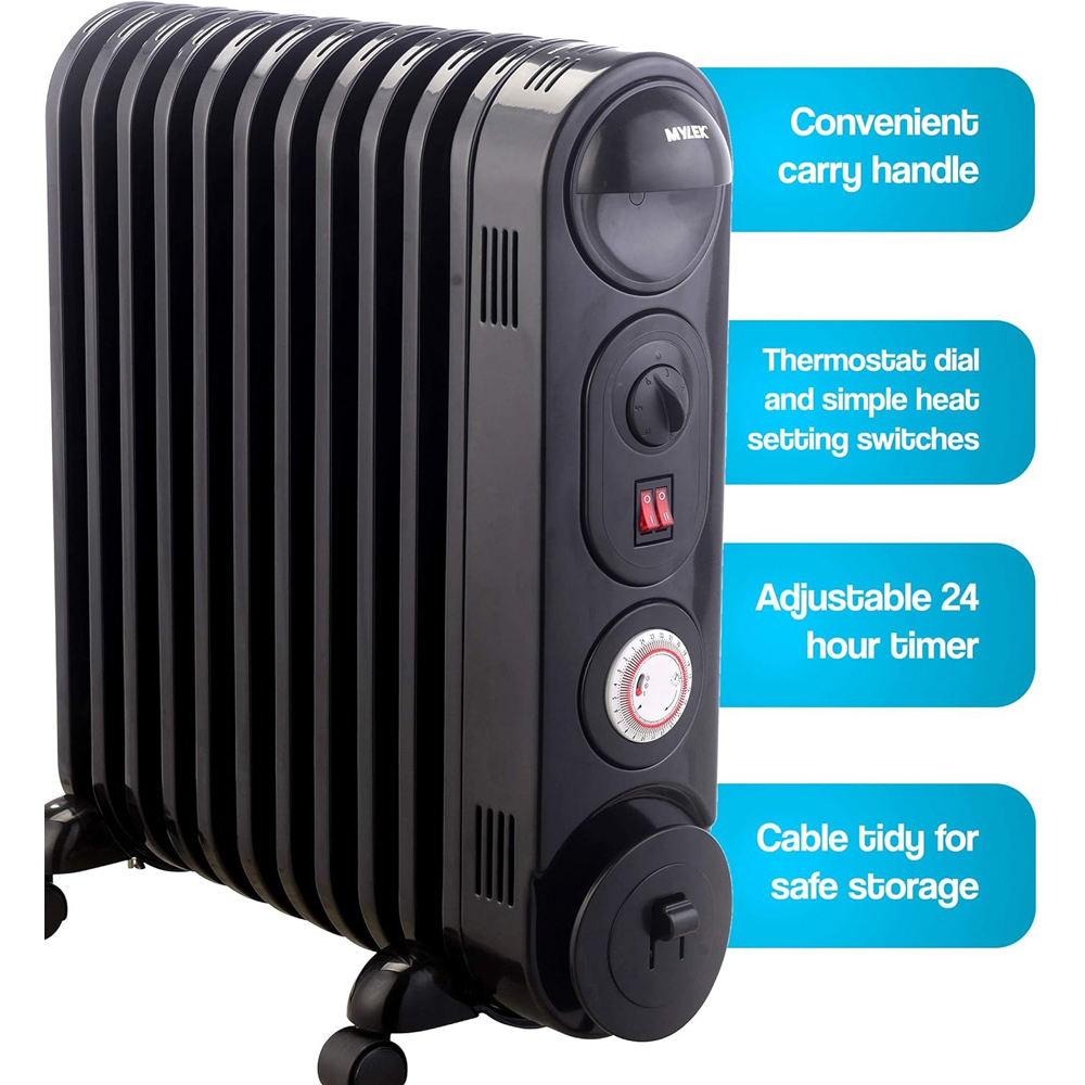 Mylek Black Oil Filled Heater 2500W Image 2