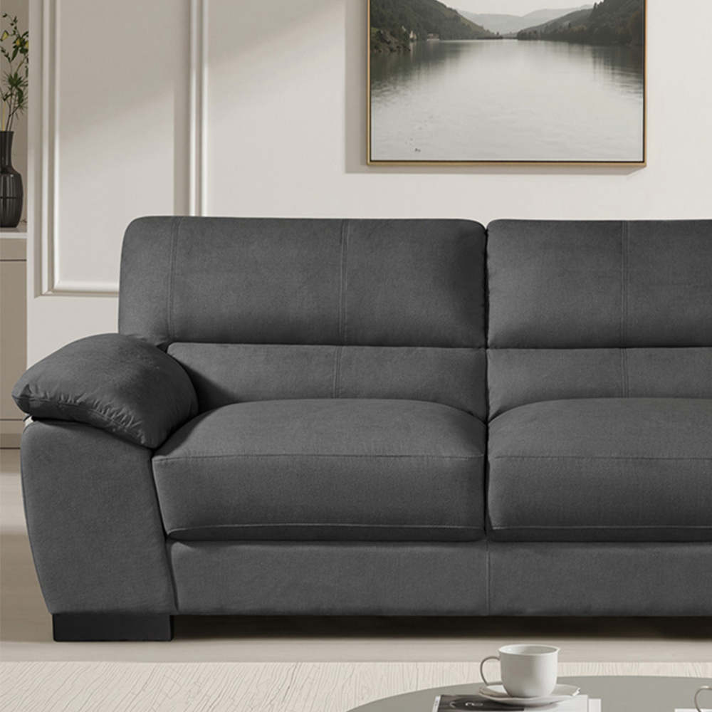 Artemis Home Mellette 3 Seater Charcoal Grey Fabric Sofa Image 2