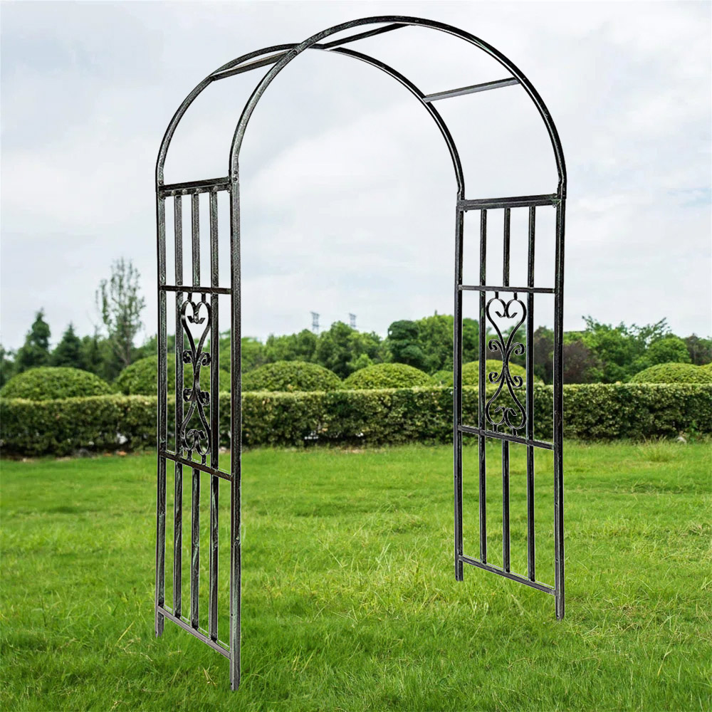 Eurotrade 6.9 x 3.7ft Metal Black Garden Arch Image 1