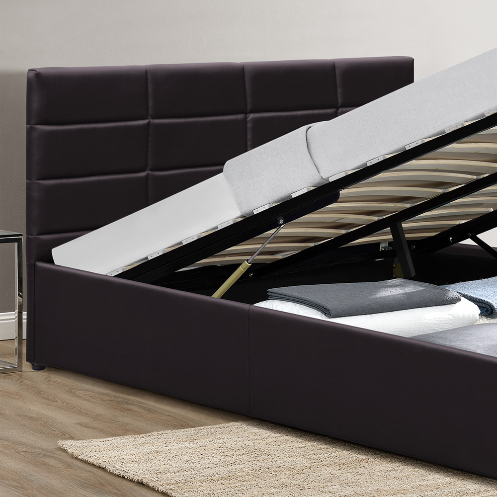 Brooklyn King Size Brown Faux Leather Gas Lift Ottoman Bed Image 2