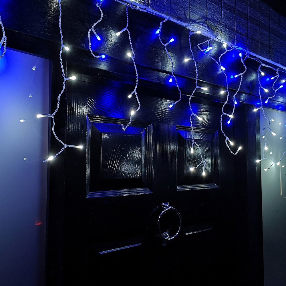 Samuel Alexander Blue and White LED Christmas Frosted Icicle Lights 5.1m Image 1