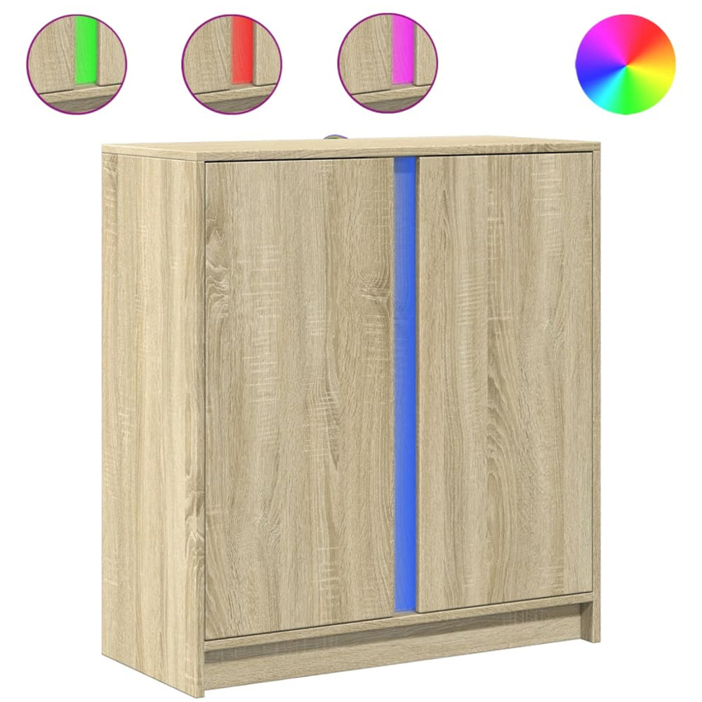 vidaXL 2 Door Sonoma Oak LED Sideboard Image 3