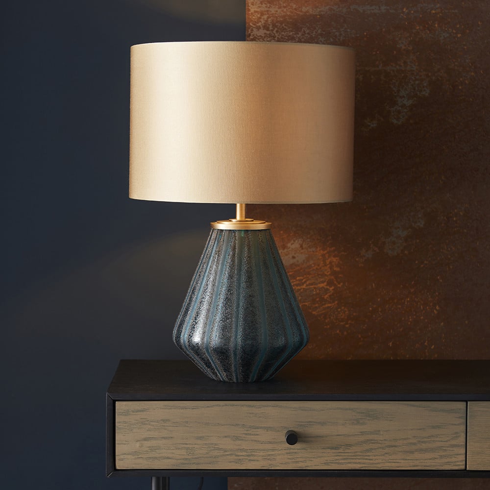 Merano Courmayeur Gold and Turquoise Tinted Glass Table Lamp Image 2