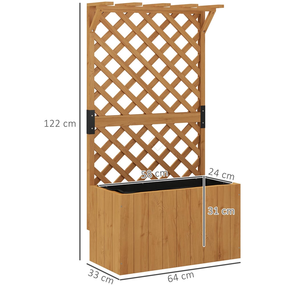 Outsunny Natural Wooden Planter with Trellis Image 9