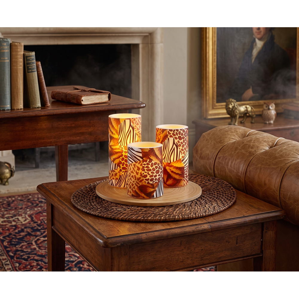 Avilo Africa Design Flameless LED Wax Candle 3 Piece Image 3