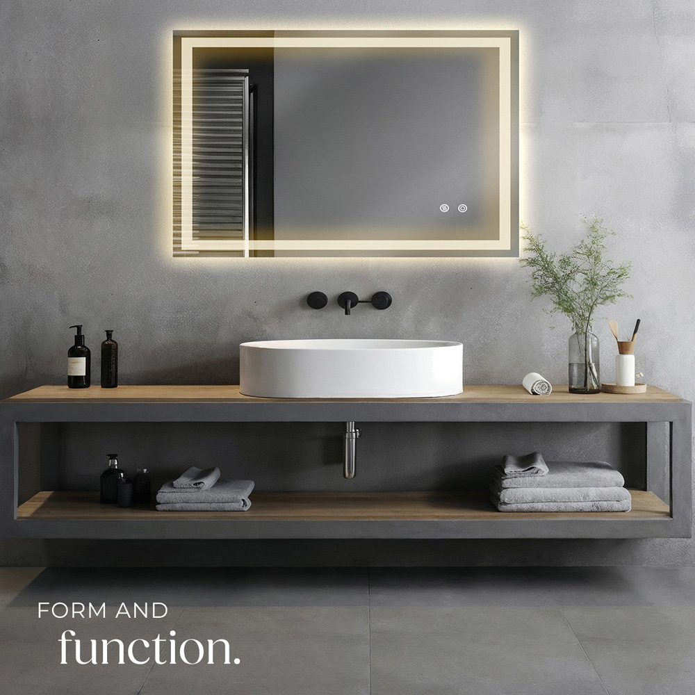 tectake Clara Multicolour Anti-Fog Frameless Rectangular LED Bathroom Wall Mirror 80 x 60cm Image 7