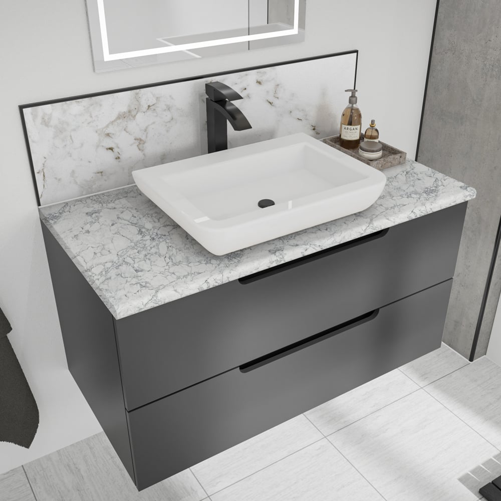 Wetwall White Marble Postformed Vanity Worktop 1500 x 425 x 28mm Image 1