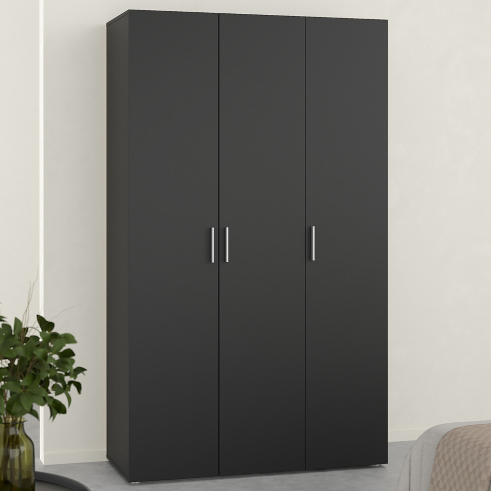 Florence 3 Door Black Wardrobe Image 1