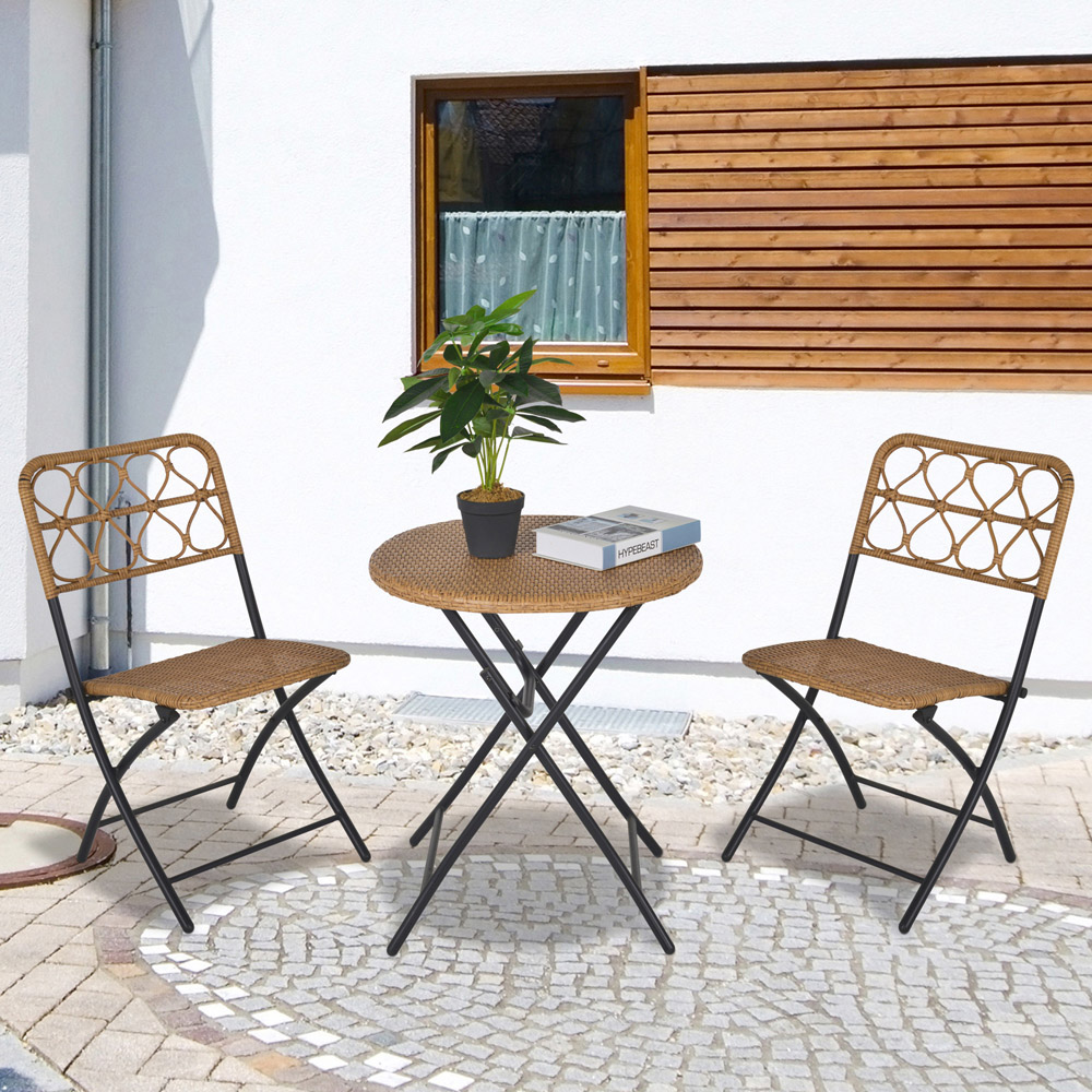 Outsunny 2 Seater PE Rattan Wicker Bistro Set Natural Image 1