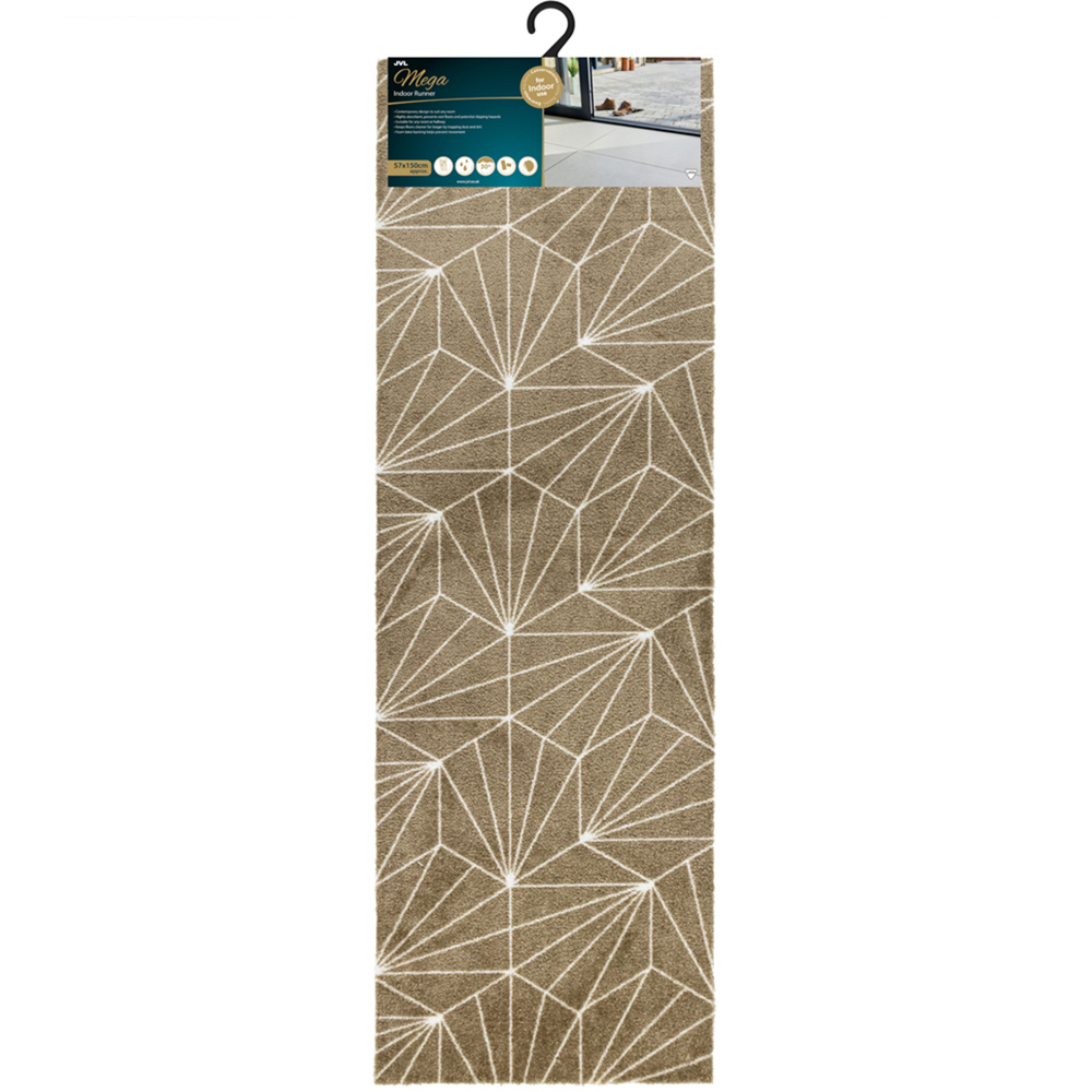 JVL Mega Brown Geo Latex Backed Door Mat and Runner Set Image 3