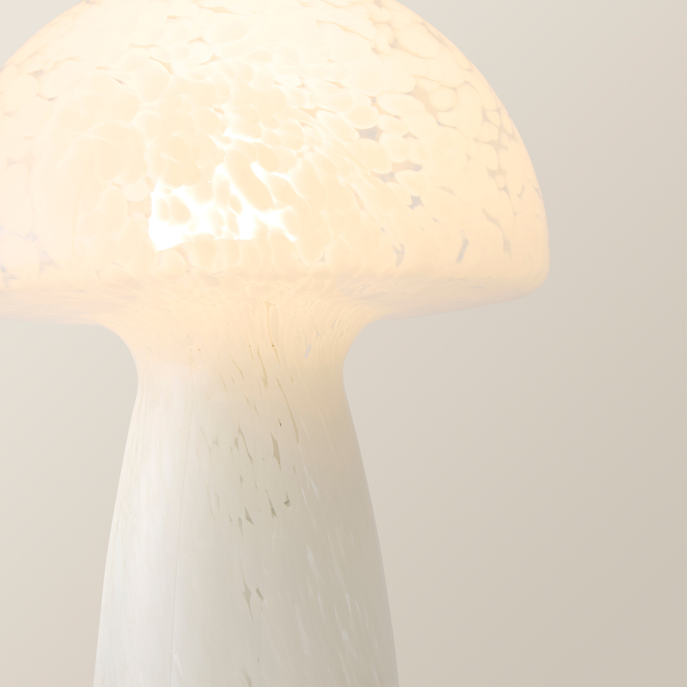 ValueLights Beau White Confetti Mushroom Glass LED Table Lamp Image 4