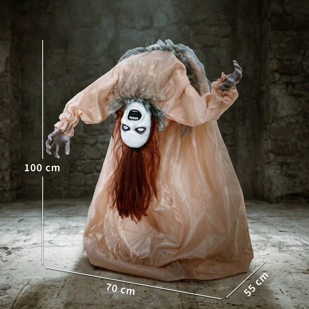 HOMCOM Light Up Animated Broken-Back Female Ghost Halloween Decoration 3.2ft Image 9