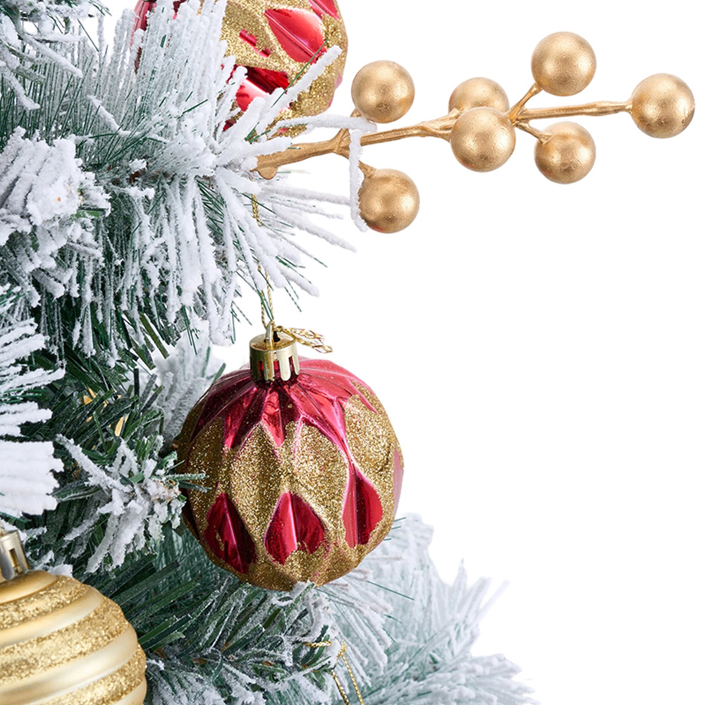 Living and Home Pre-Lit Artificial Christmas Tree with Berries and Baubles 2.2ft 2 Pack Image 3