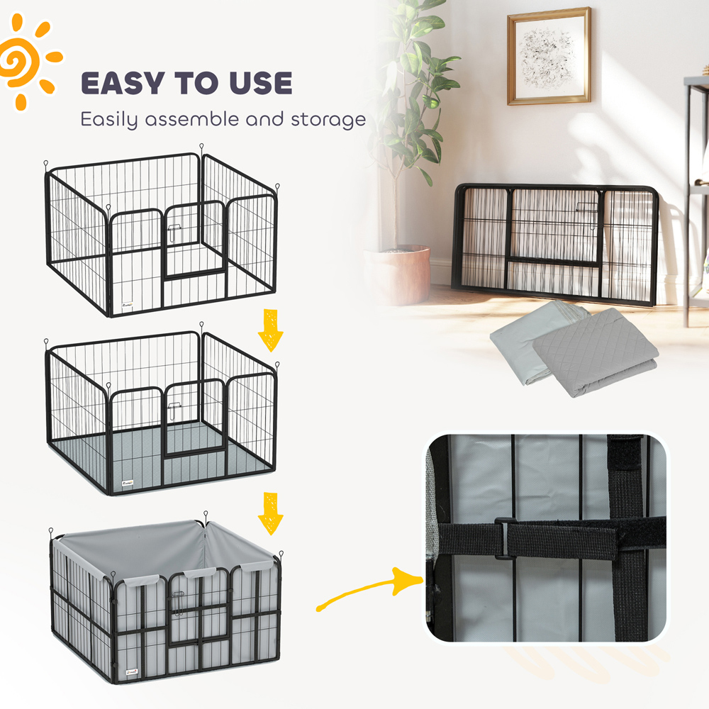 PawHut Black Oxford Fabric Whelping Box with Washable Whelping Pad Image 7