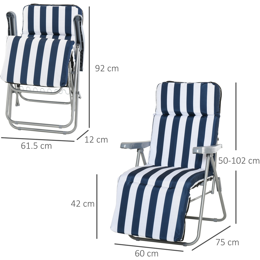 Outsunny Set of 2 Blue and White Recliner Sun Loungers Image 7