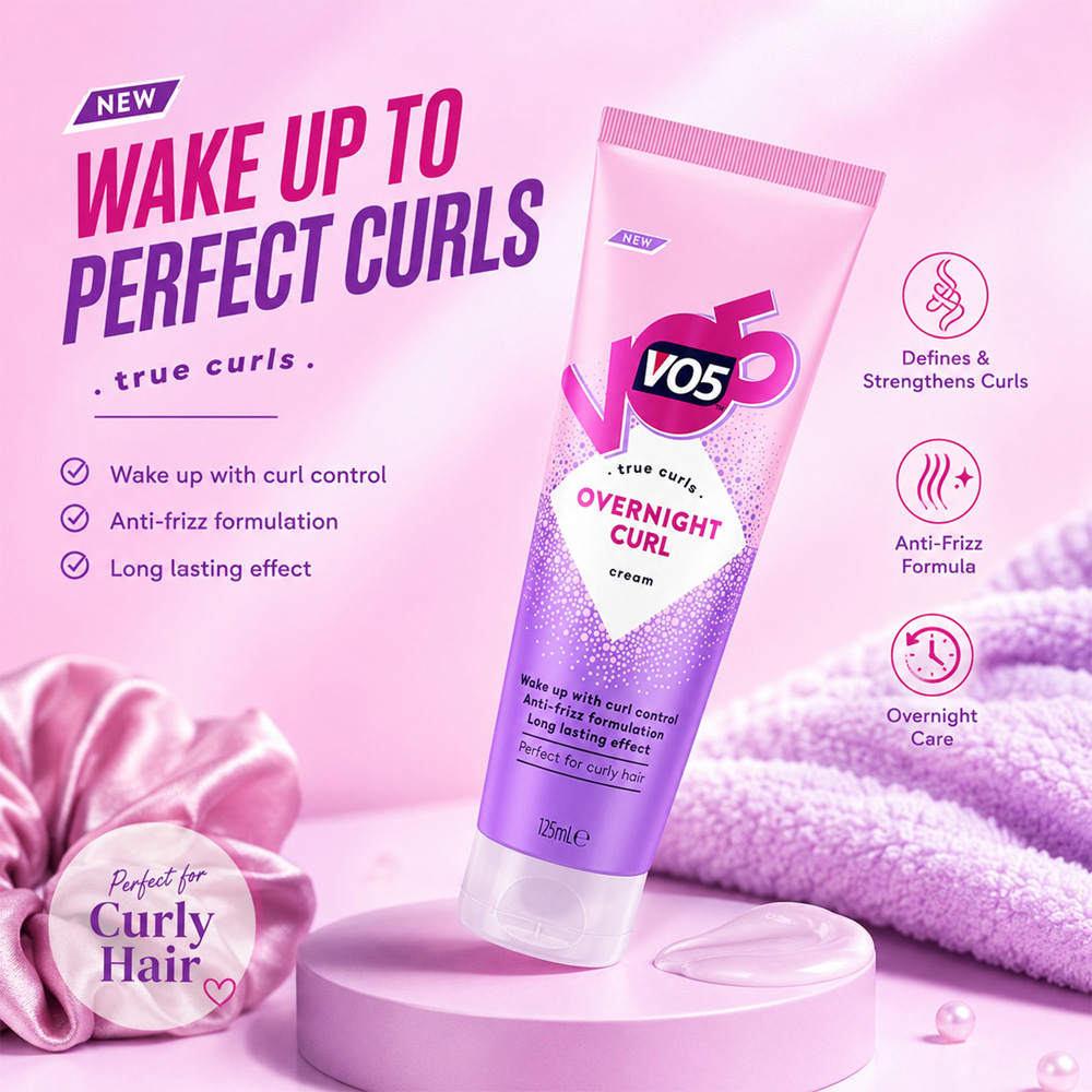 VO5 Overnight Curl Anti-Frizz Defining Hair Cream 125ml 3 Pack Image 9