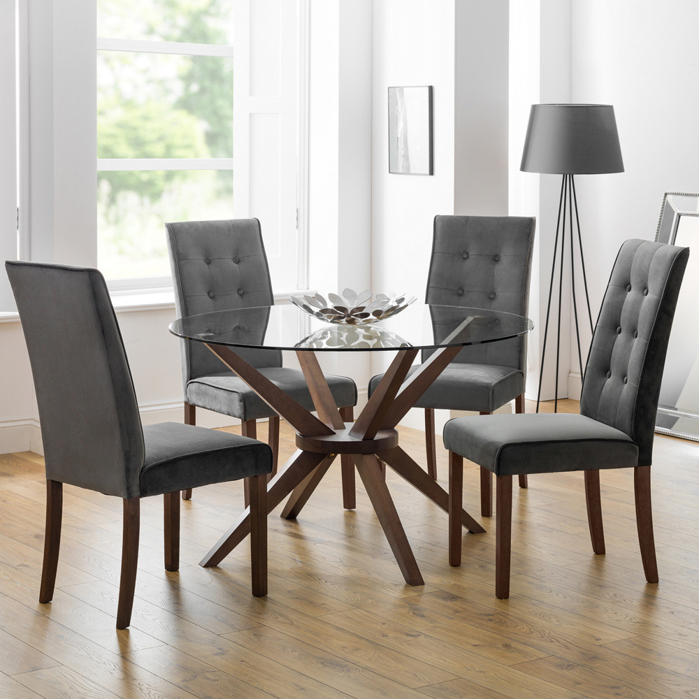 Julian Bowen Madrid Set of 2 Grey and Walnut Dining Chair Image 6