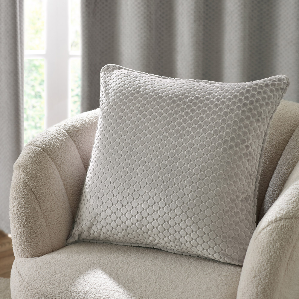 Paoletti Neptune Silver Velvet Cushion 50 x 50cm Image 2