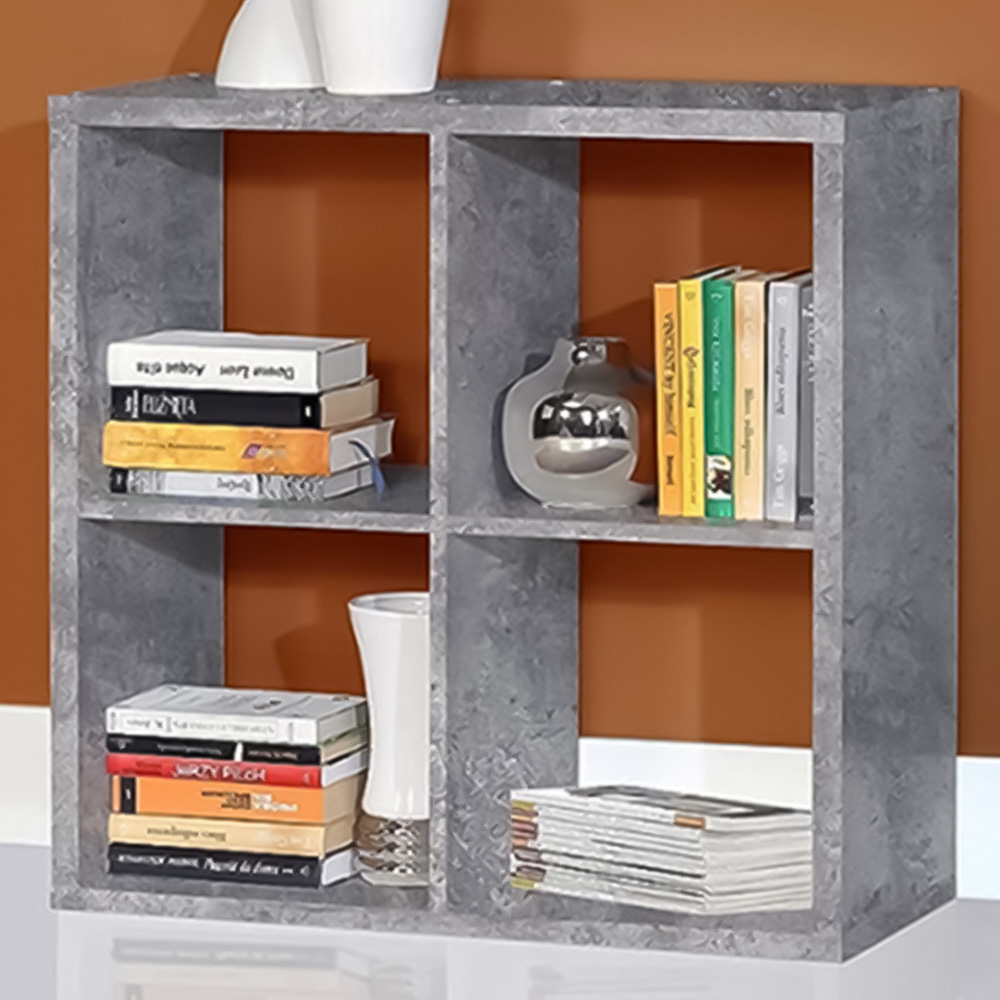 Florence Mauro 4 Shelf Concrete Grey Bookcase Image 1