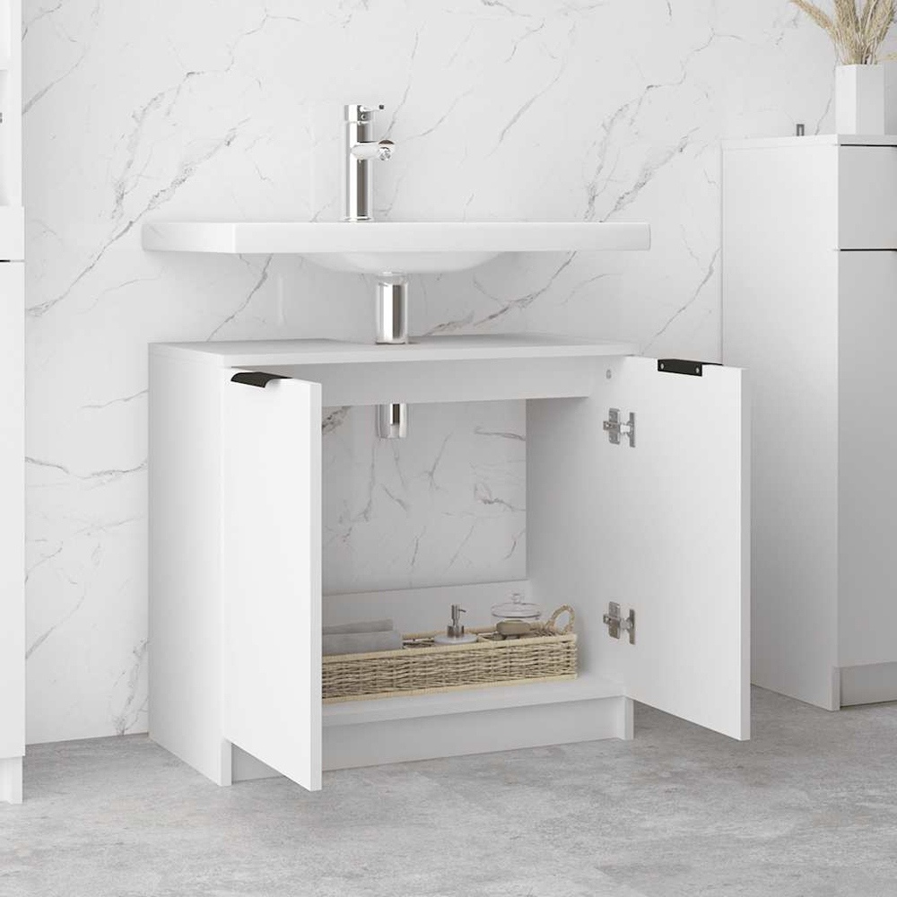 vidaXL 2 Door White Bathroom Cabinet Image 7